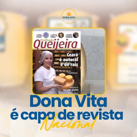 Ana com queijos Dona Vita na capa da revista Profissão Queijeira